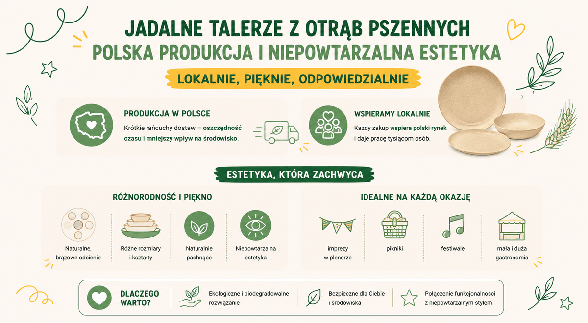  jadalne talerze z otrąb pszennych