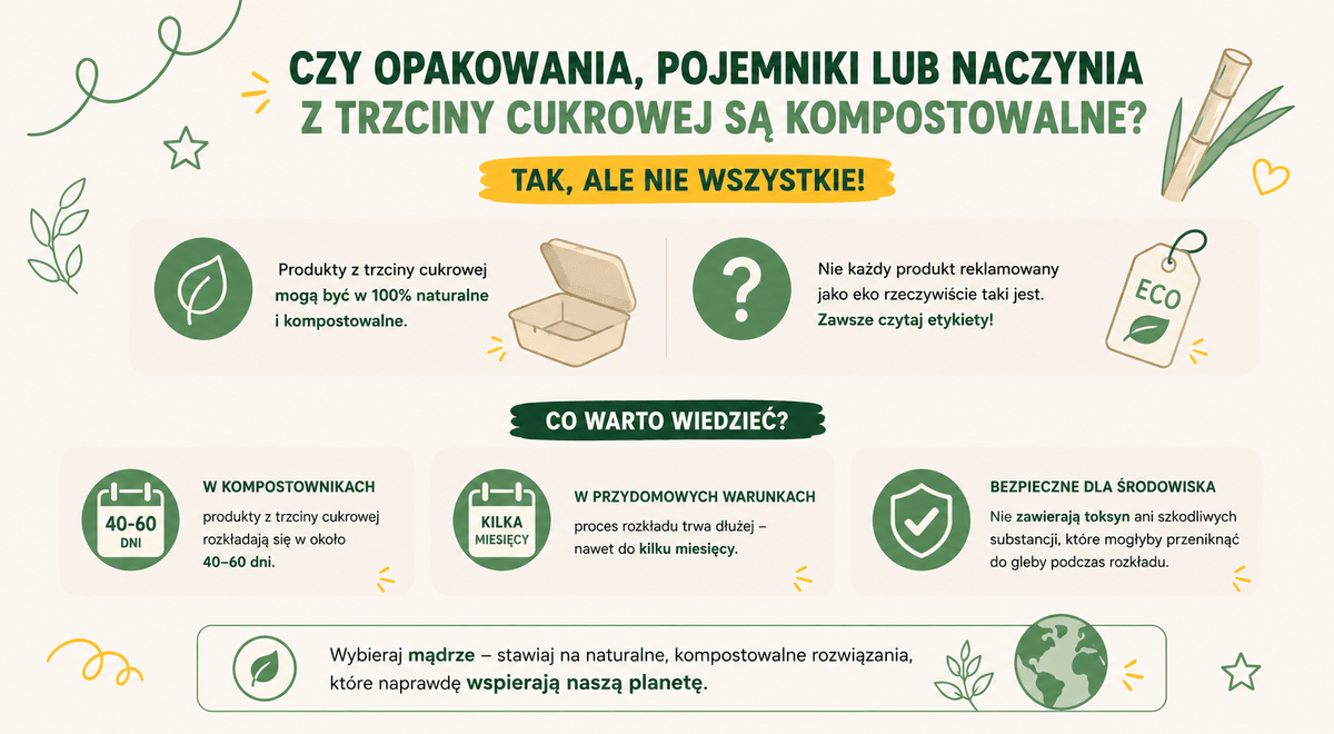  opakowania z trzciny cukrowej - czy są kompostowalne