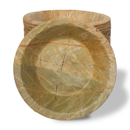 Bowl made of Sal tree leaves, Ø 16.5 cm, height 3.5 cm, 400 ml, 20 pcs