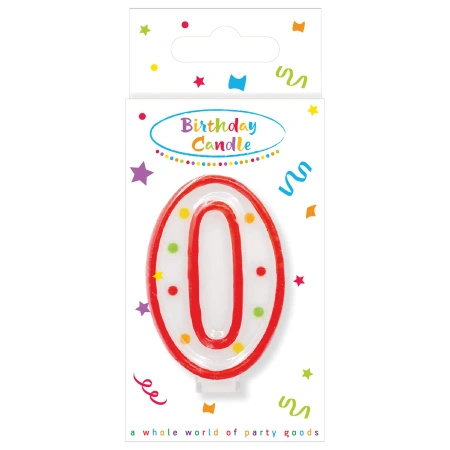 Polka Dots Birthday Candle "0", 1 pc.