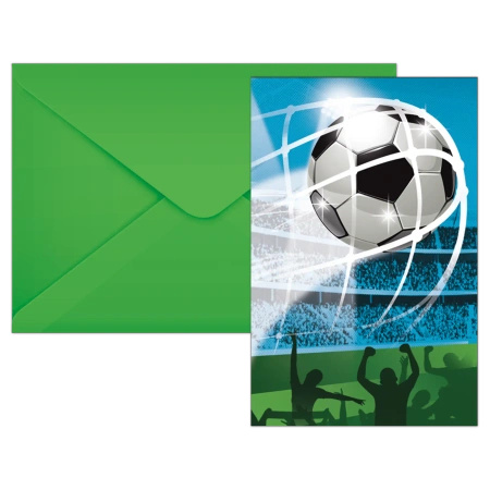Invitations with envelopes Football, 6 pcs.