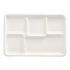 White Sugarcane Tray, 5 Compartments, 21.6 × 31.7 cm, 25 pcs