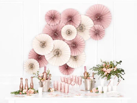 Decorative Paper Rosettes "Beige", 26, 34 and 43 cm, 3 pcs