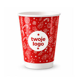 Christmas Cup with Your Logo – Paper Cup, Dispersion Coating, 250 ml, Ø 80 mm, GLOSS, 1000 pcs