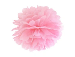 Pompon bibułowy ozdobny, Jasnoróżowy, 25 cm, 1 szt.