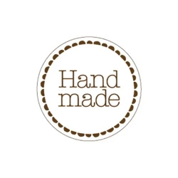 Paper sticker "Hand made", dia. 4 cm, 1000 pcs