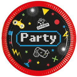 Talerze papierowe "Gaming Party", 20 cm, 8 szt.