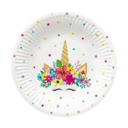 Round paper plate "Unicorn Party" Ø 18 cm, 8 pcs