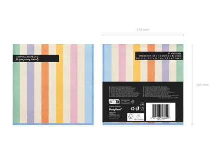 Paper Napkins 2‑ply “Stripes – Colorful”, 33 × 33 cm, 20 pcs.