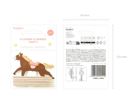 Cupcake Decorations "Horses", 13 cm, 6 pcs