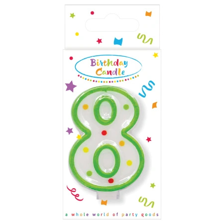 Polka Dots Birthday Candle "8", 1 pc.