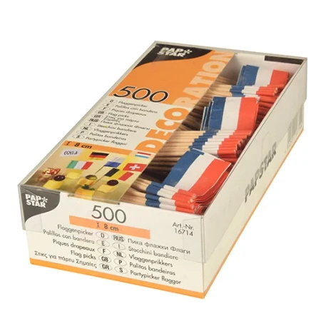 Banquet toothpicks with Dutch flag, length 8 cm, 500 pcs