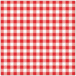 Serwetki 2-warstwowe "Gingham Red" / "Kratka" 25 x 25 cm 100 szt.
