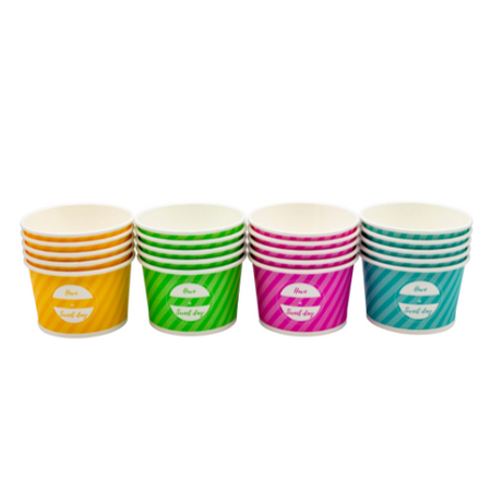 Paper ice cream cup – mixed colors, 130 ml, Ø 75 mm, Height 45 mm, 40 pcs