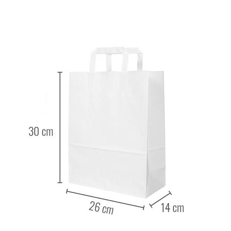 Paper bag with handle white 26 x 14 x 30 cm 300 pcs.