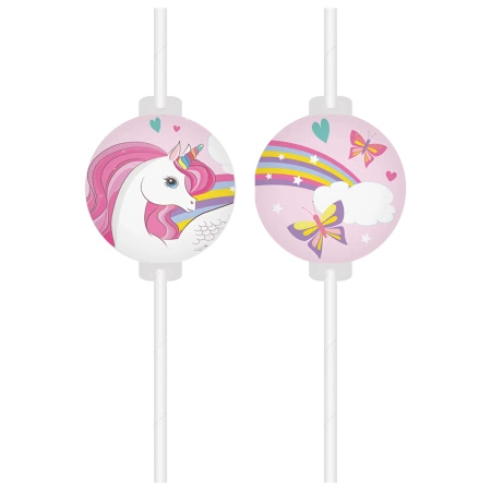 Paper Straws Unicorn, 22 cm, 4 pcs.