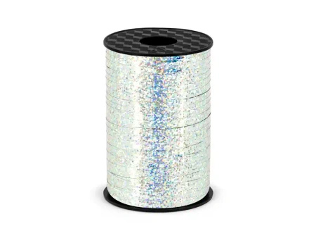 Wstążka / Tasiemka, Srebrna Holograficzna, 5mm x 225m, 1 szt.