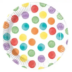 Talerze papierowe "Multicolor Dots", 20 cm, 8 szt.