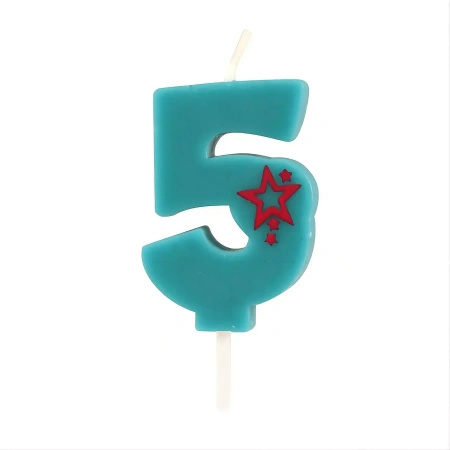 Blue Birthday Candle Number "5", 1 pc.