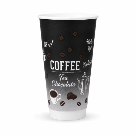Kubek papierowy dwuściankowy, czarny, "Coffee, 450 ml, śr. 90 mm 25 szt.
