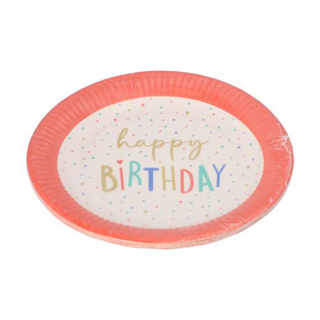 Round paper plate "Happy Birthday" ¶ 23 cm 10 pcs.