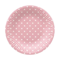 Talerz papierowy okrągły "Dots Pink" śr. 18 cm 8 szt.