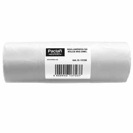 Paclan Expert Disposable Plastic Produce Bags on Roll, 35 x 43 cm, 8 microns, 140 pcs.