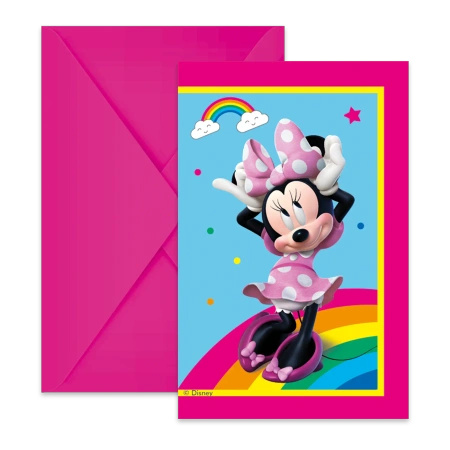 Zaproszenia z kopertą "Minnie Mouse" 6 szt.
