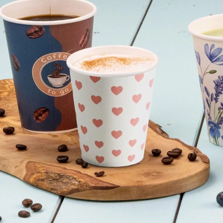 Paper cup dispersion "Hearts" 250 ml, ¶. 80 mm 50 pcs.