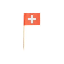 Banquet toothpicks with Swiss flag, length 8 cm, 100 pcs