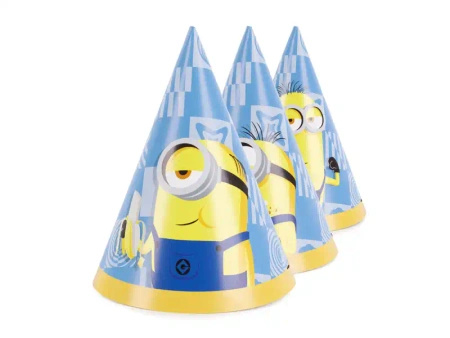 Paper Party Hats "Minions", 16 cm, 6 pcs