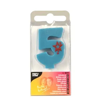 Blue Birthday Candle Number "5", 1 pc.