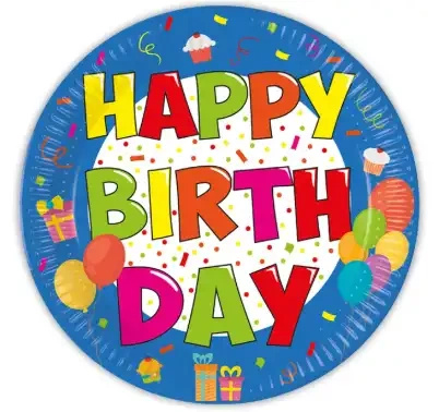 Talerze papierowe "Happy Birthday Kokliko", 23 cm, 8 szt.