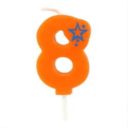 Świeczka urodzinowa Pomarańczowa cyfra "8" 1 szt.