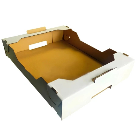 Transport cardboard box for donuts and cakes, with rim, foldable, 61 × 41 × 8.5 cm, 50 pcs
