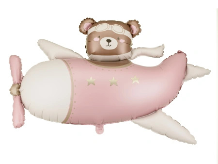 Foil Balloon "Bear in a Pink Airplane", 94 × 61 cm, 1 pc