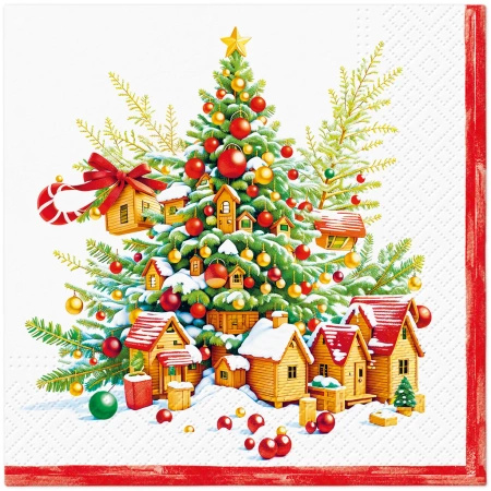 3-ply napkins "Festive Joy Tree", 1/4, 33 x 33 cm, 20 pcs