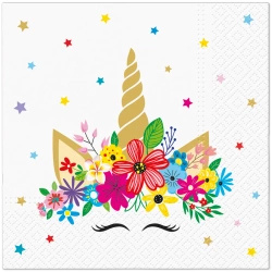 Serwetki 3-warstwowe "Unicorn Party", 1/4, 33 x 33 cm 20 szt.