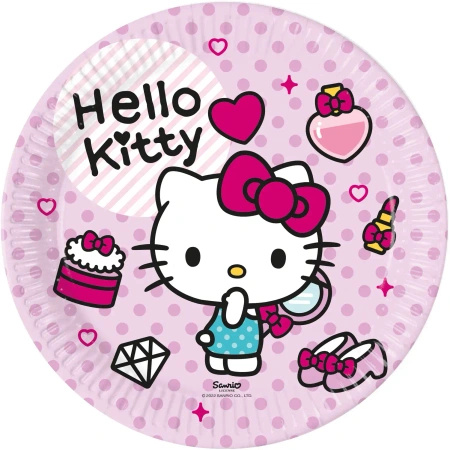Talerze papierowe "Hello Kitty", 23 cm, 8 szt.