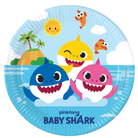 Talerze papierowe "Baby Shark", 23 cm, 8 szt.