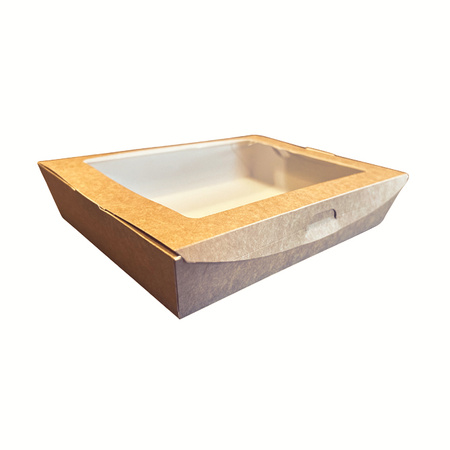 Sushi box with window, brown, 21 x 16 x 4.5 cm 40 pcs.
