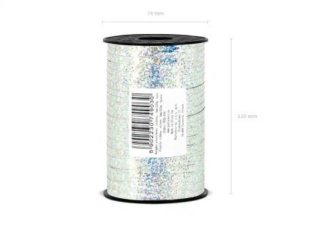Ribbon / Tape, Silver Glitter, 5 mm × 225 m, 1 pc