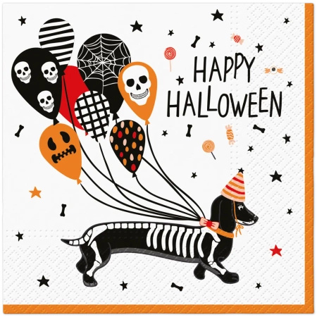Serwetki 3-warstwowe "Spooky Dachshund / Halloween", 1/4, 33 x 33 cm 20 szt.