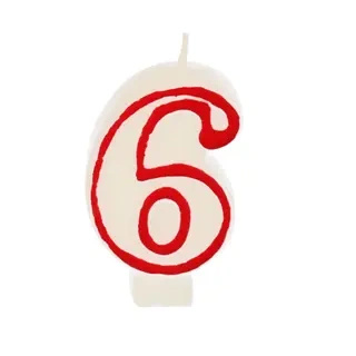 White Birthday Candle Number "6", 1 pc.