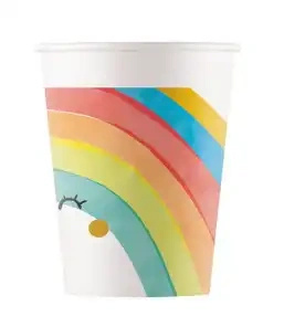 Kubek papierowy "Rainbow Party" 200 ml 8 szt.