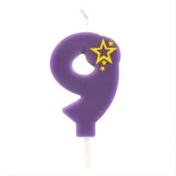Purple Birthday Candle Number "9", 1 pc.