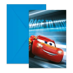 Zaproszenia z kopertą "Auta / Cars", 6 szt.