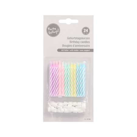 Birthday candle set, pastel, 6 cm, 24 pcs