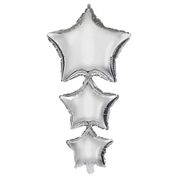 Foil balloons “Silver Stars” 96 cm, 1 pcs