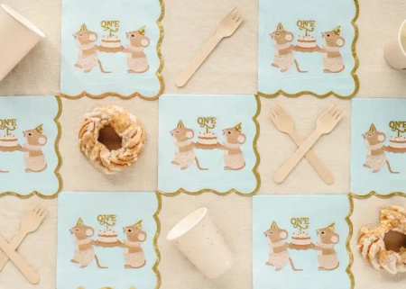 2-Ply Paper Napkins "Blue Mice", 33 × 33 cm, 12 pcs